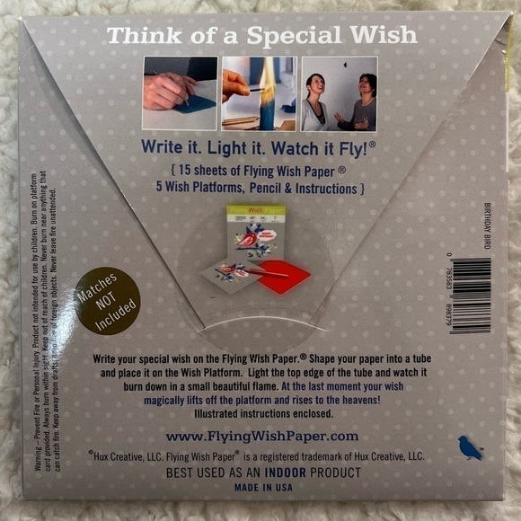 Flying Wish Paper “Birthday Bird” Mini Whimsical Wish Kit - Picture 2 of 3